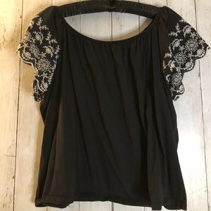 H&M Embroidered Off the Shoulder Top